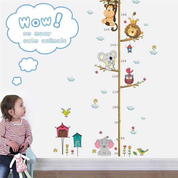 Cartoon Animals Height Measure Wall Sticker Decor Wall Art