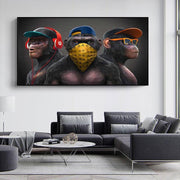 3 Monkeys Poster Cool Graffiti Street Art Canvas Painting Wall Art Living Room Home Decor