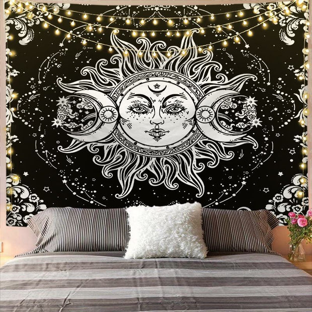 Mandala Tapestry for Home Decor White Black Sun And Moon Tapestry Wall Hanging Gossip Tapestries Bedroom Wall Covering