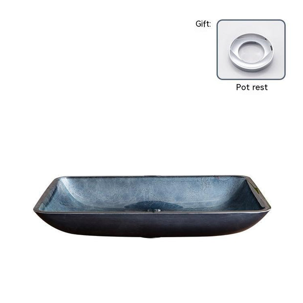 Pure Color Tempered Glass Table Basin Simple Art Bathroom Inter-platform