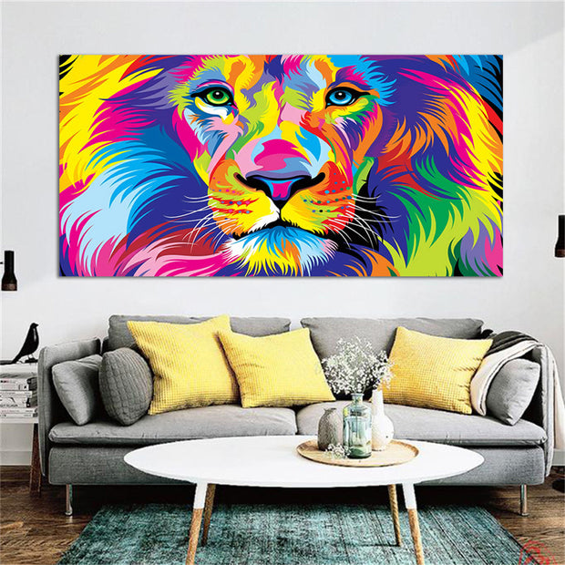 Art Print Poster Colorful Lion Canvas Painting Wall Art Home Living Room Decor