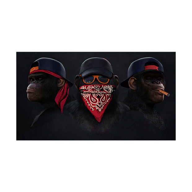 3 Monkeys Poster Cool Graffiti Street Art Canvas Painting Wall Art Living Room Home Decor